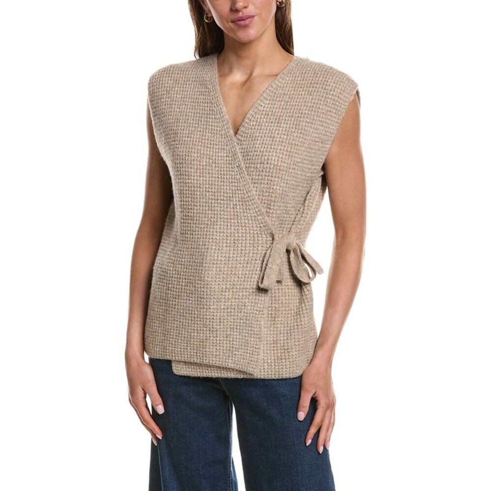 Ichi Womens  Ialitten Wool-Blend Poncho, Brown